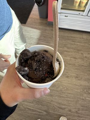 Brownie batter ice cream with Oreos  at Millie's in Wexford