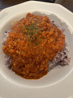 Soy meat vegan stew on rice yum!   at Ban Inoue Todaiji in Nara