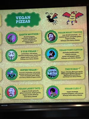 Vegan Menu  at Two Boots Pizza in Jersey City