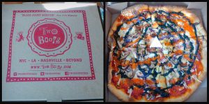 V for Vegan pie at Two Boots Pizza in Jersey City