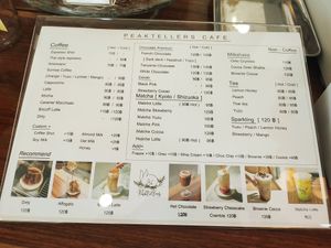 Menu at Peaktellers in Bangkok