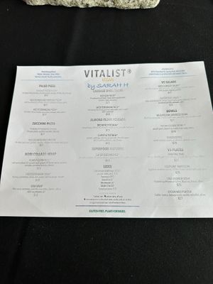 vegan menu options  at Vitalist Superfood in Spring Park