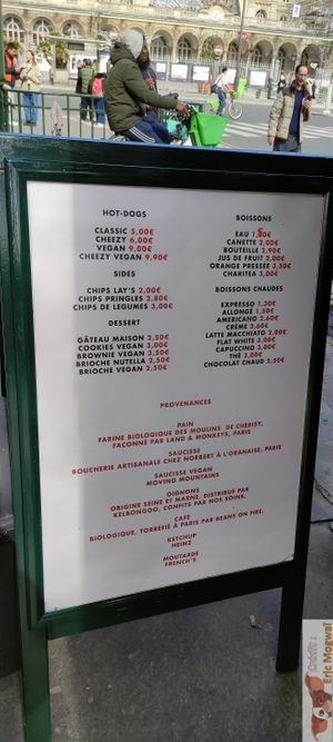 Menu at Le Kiosque Vert - Hot-Dogs in Paris