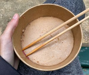 Proud of myself for being able to eat everything WITH CHOPSTICKS!!! XD at Guinga in Paris