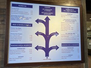 Menu guide August 2023  at Old Faithful Lodge Cafeteria and Bakery in Yellowstone National Park