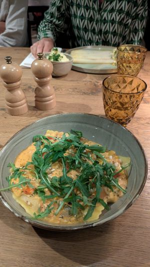 Vegan creamy ravioli at LAMUSO in Turnhout