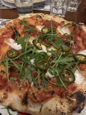 Papas vegano - Vuusto, DOM's vegan "nduja" paste, vegewurst, pickled jalapenos, garlic and arugula  at Papa's Dom in Mikkeli