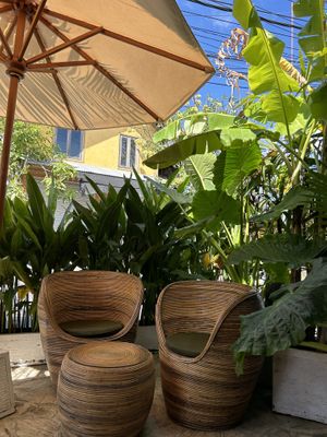 Outside seating  at Pregnant Coconut Caffe in Jimbaran