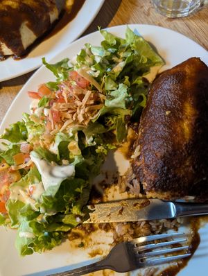 The burrito was okay but ask for no dressing on the salad because it contains yogurt. at Two Amigos in Lyon