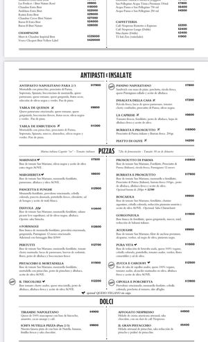 Menu  at Bigalia Pizza Napolitana in Mendoza