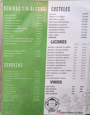 Menú en español at Happy Monkey  in Villa De Leyva