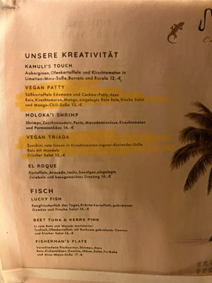 Menu in German part 1   at Mahalo in Tenerife