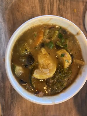 Gumbo clearly marked vegan   at Honest Greens in Myrtle Beach