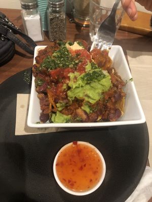 Nachos (vegan ) at Modaks Espresso in Dunedin