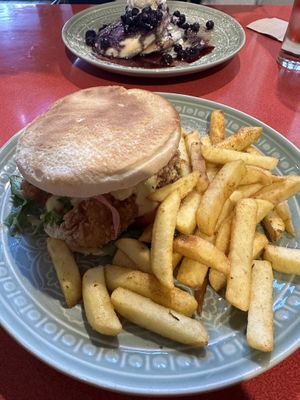 Cauliflower burger and vegan pancakes   at Modaks Espresso in Dunedin