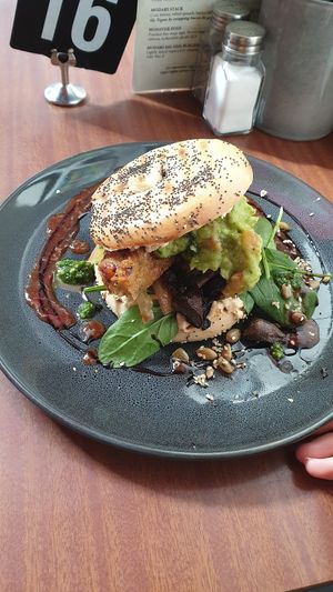 Hash attack bagel! $15.50 (I think) at Modaks Espresso in Dunedin