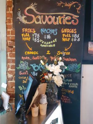 Menu board at Modaks Espresso in Dunedin