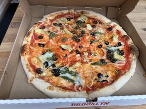 Vegan pie  at Straight Brooklyn Pizza in Vancouver