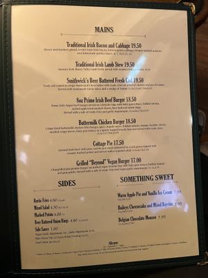 Menu  at Bruxelles in Dublin