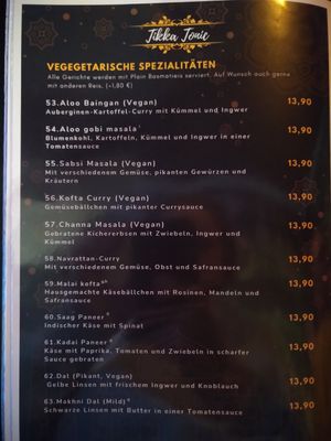 Menu 1 at Tikka Tonic in Hannover