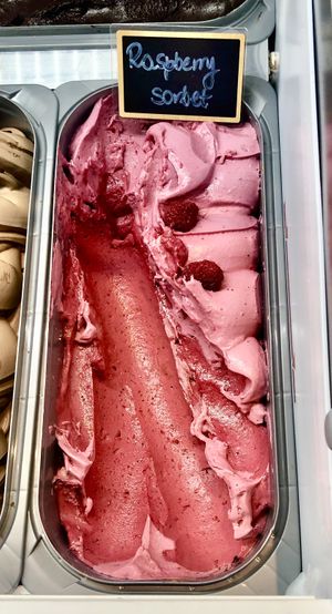 Raspberry sorbet   at Toc Toc Coffee & More in Belfast