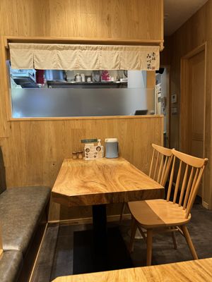 Inside. Table for four.  at Ra-men Akasaka Mizuna in Tokyo