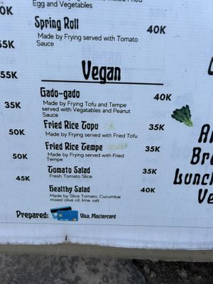 Menu with vegan options - June  at Coasta Kelingking in Penida Island