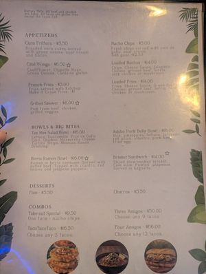 Menu at TacoTaco in Toronto