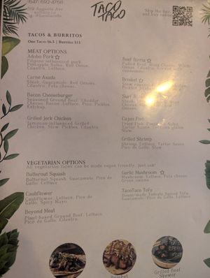 Menu at TacoTaco in Toronto