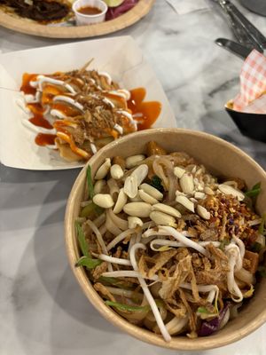 Vegan chicken noodle bowl & spring rolls  at Kinn Kinn in Newport