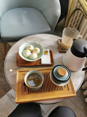 Chinese rice dumplings with sesame filling at The Light - Tea House in Prague