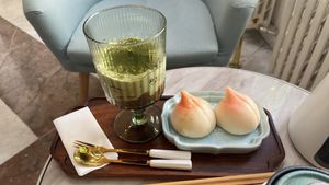 Matcha Tiramisu + Red Bean Dumplings. The matcha tiramisu made me cry at The Light - Tea House in Prague