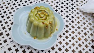 Matcha pudding, excellent! at The Light - Tea House in Prague