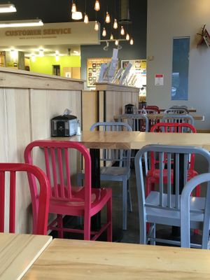 Cafe seating at Dawson's Market in Rockville