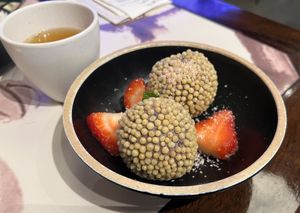 Blueberry mochi balls  at Palette Tea Garden - Hillsdale Shopping Center in San Mateo