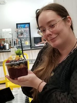 Crushed frozen berries in the bottom, granola and then fresh berries on top, with a couple of nutter butter rounds and oat milk chocolate chips that we brought in.   at Project Animal Freedom - Decatur, IL  in Decatur