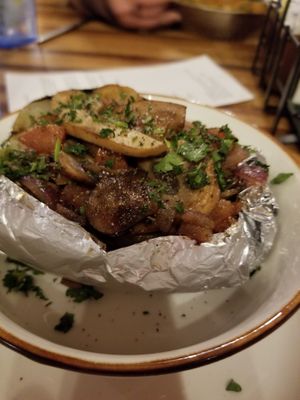 Loaded Baked Potato.  Ask for it vegan, talk to server about what veggies can be in it.  Delicious! at Project Animal Freedom - Decatur, IL  in Decatur
