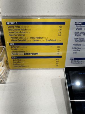 Menu  at Wetzel's Pretzels in Toronto
