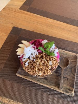 Dragon smoothie bowl  at Next Level Cafe in Penida Island
