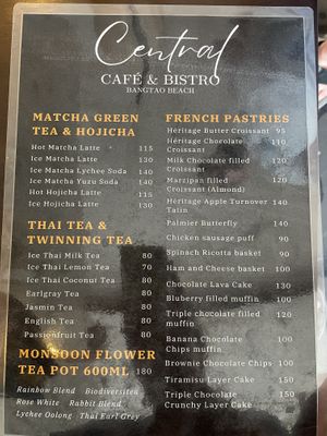 Menu  at Central Cafe and Bistro in Phuket