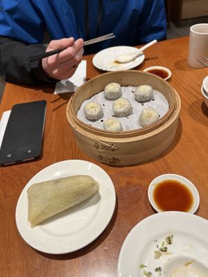Red bean xiaolongbao and a red bean rice dish for dessert  at Din Tai Fung - 鼎泰豐 in Taipei