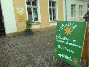 Front of the cafe at Madia in Potsdam