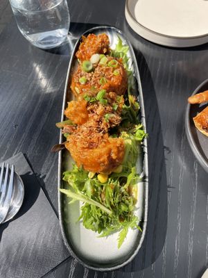 Oyster mushrooms - insanely good!  at Sun and Moon Eatery in Launceston