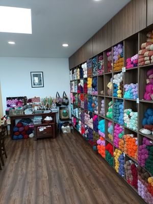 Yarn at opposite side of seating area at Castle Books  in Castlebar