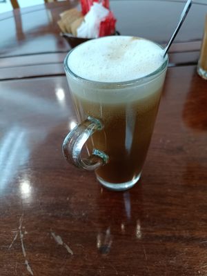 Latte with vanilla syrup and oat milk at Castle Books  in Castlebar