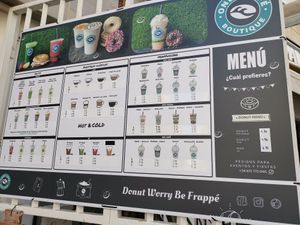 Menu at Onda Café in Tenerife