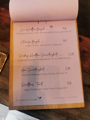 Menu at Café Láska in Vienna