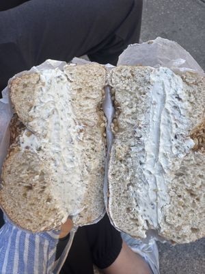 Sesame bagel with vegan scallion cc  at Kismet Bagels - Rittenhouse Square in Philadelphia