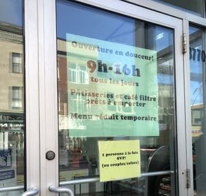 November 2020 hours at Sophie Sucree in Montreal