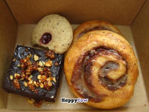 Cookie with jelly, amazing cinammon buns and chocolate-hazelnut cake. at Sophie Sucree in Montreal
